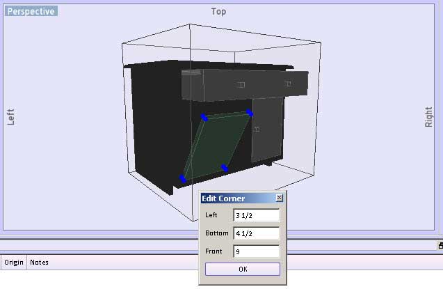 Cabinet design software -- hide and show objects