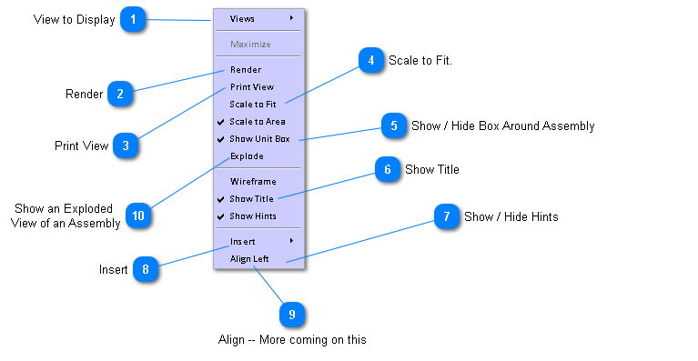  Menu Functions in  Design Image Area - Assembly  Level