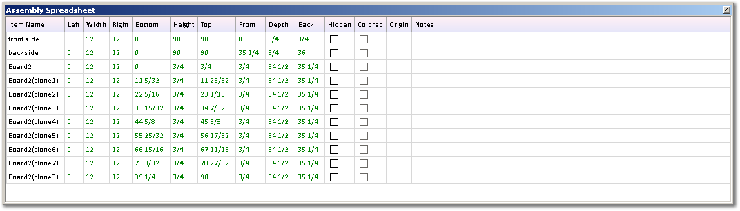 Assembly Spreadsheet