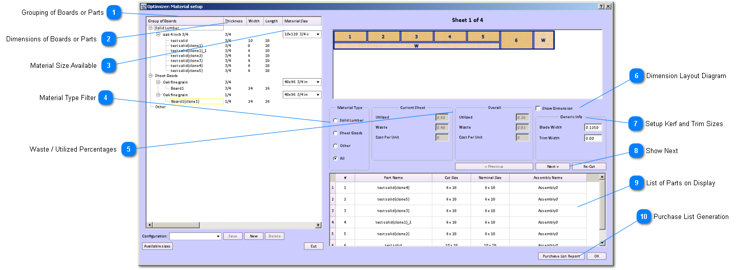 Optimizer: Material Setup