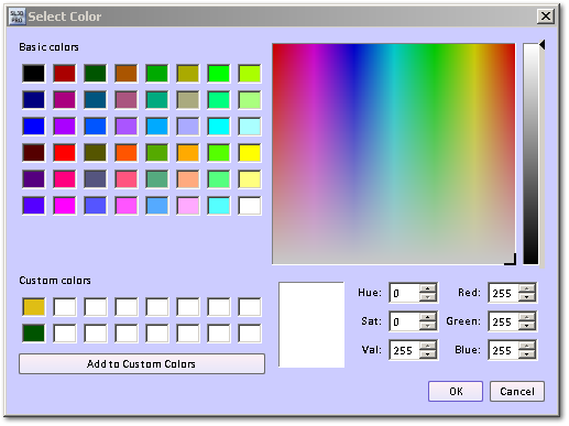 Select Color window