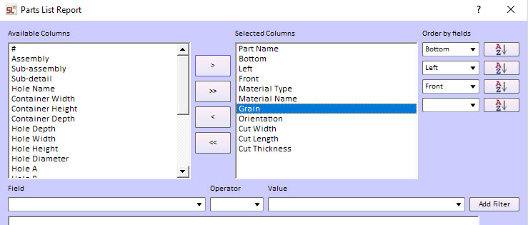 parts list specification