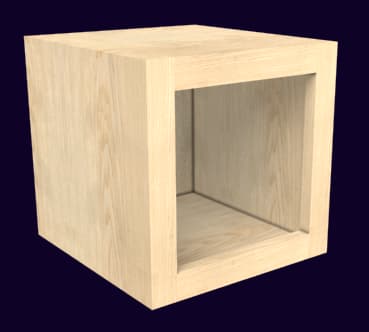 3D rendering of a small, empty wooden box