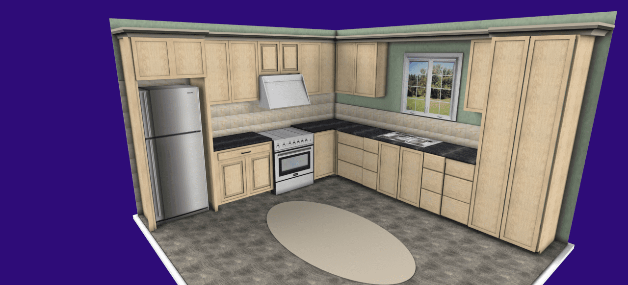 Kitchen design of a corner lay out.