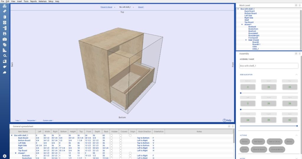 Screenshot of a design of a drawer inside of a drawer